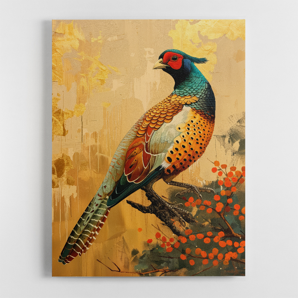 Japanese Green Pheasant 3 Japandi Style Wall Art